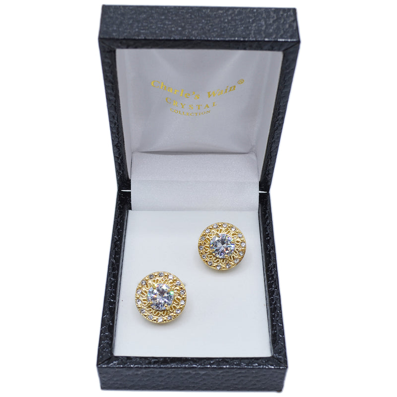 ROUND CRYSTAL CUFF LINKS