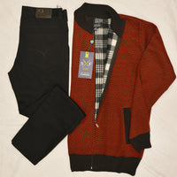 BUNDLE/RED CARDIGAN & JEANS