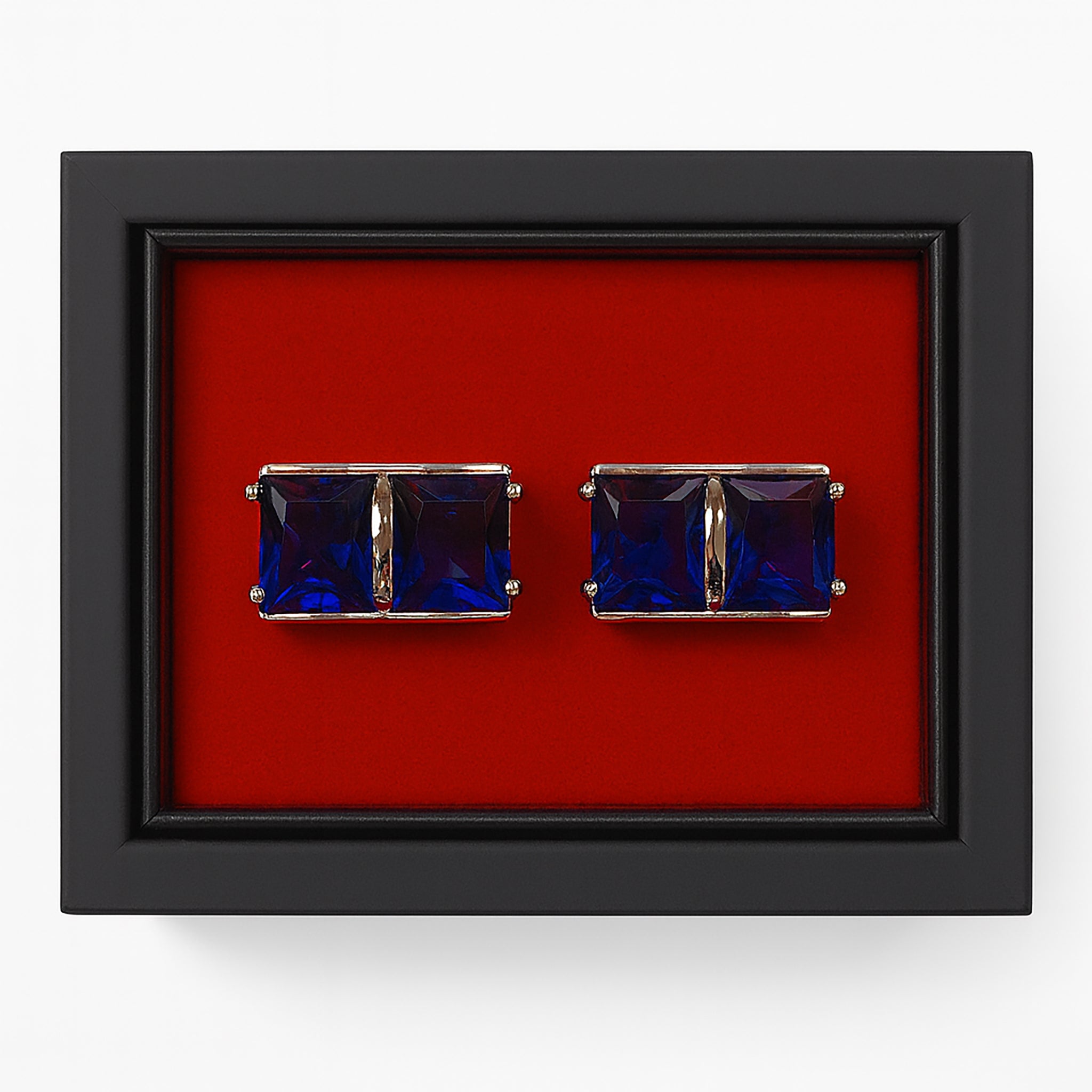 Sapphire Blue & Golden Rectangular Cufflinks
