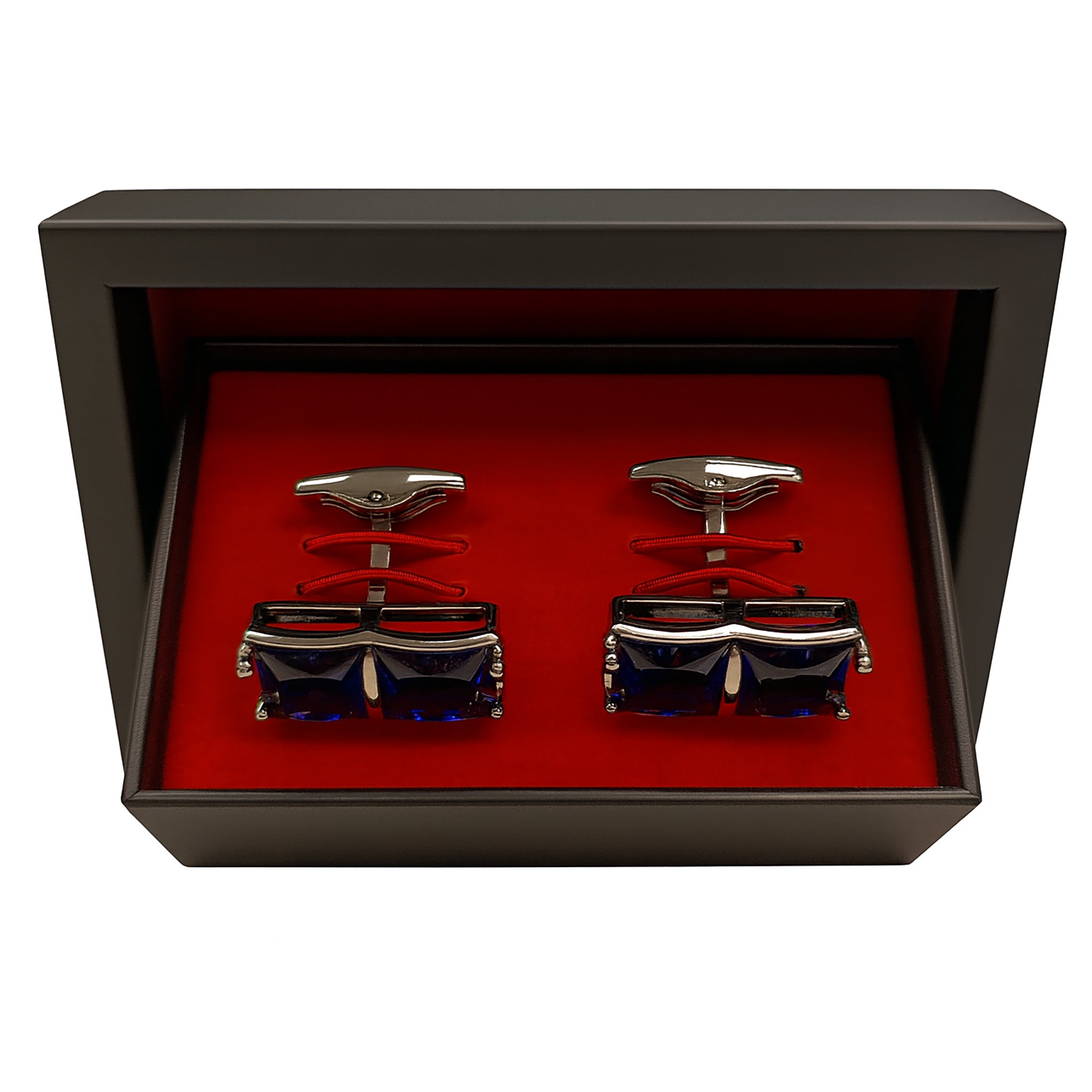 Sapphire Blue & Golden Rectangular Cufflinks