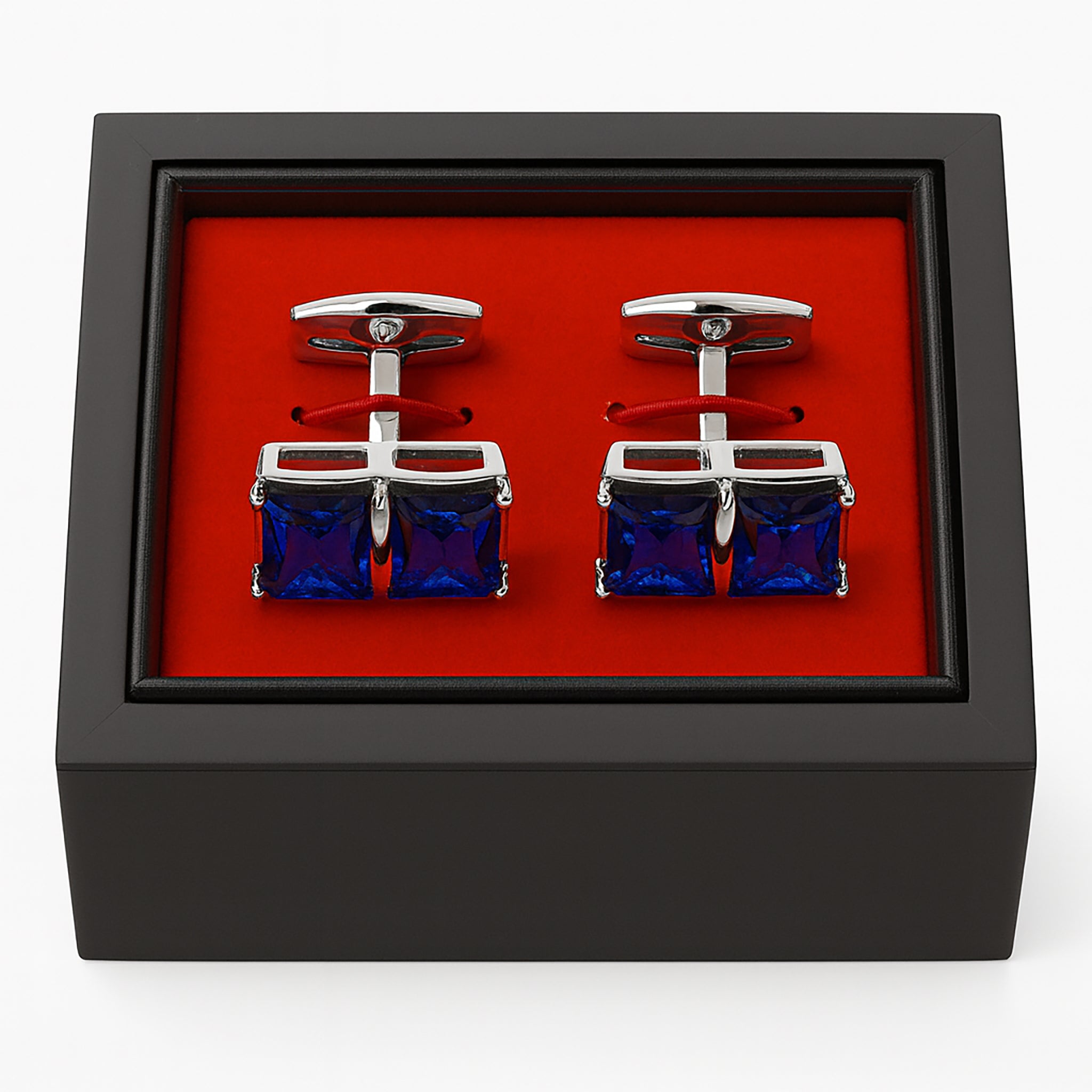 Sapphire Blue & Golden Rectangular Cufflinks