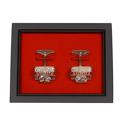Gold & Crystal Square Cufflinks