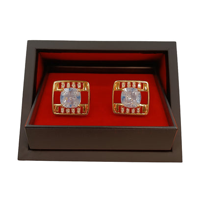 Gold & Crystal Square Cufflinks