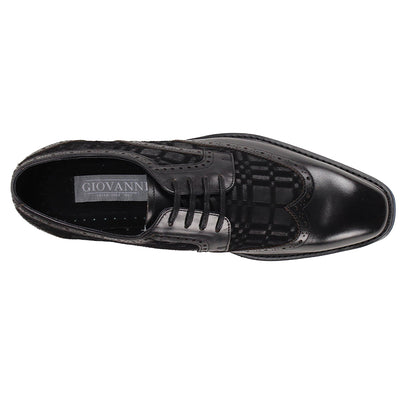 GIOVANNI LEATHER SHOES-RAVEN