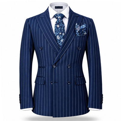 AMATZIA BGD LLC U D Ideal Peak Lapel Double-Breasted Vested Suit -9190