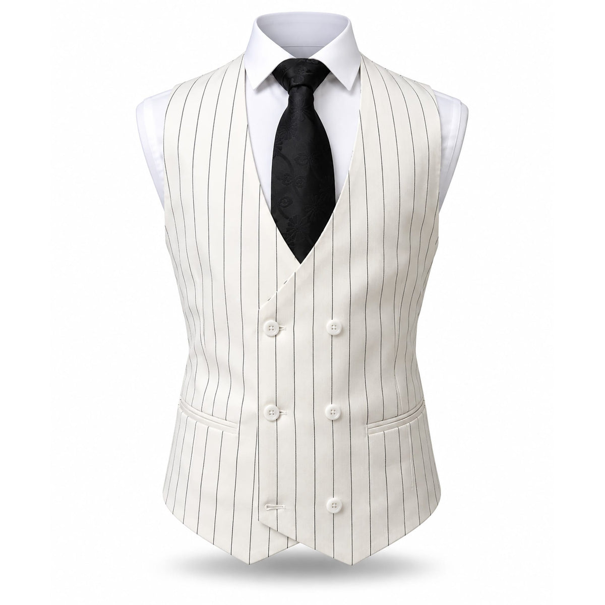 AMATZIA BGD LLC U D Ideal Peak Lapel Double-Breasted Vested Suit -9190