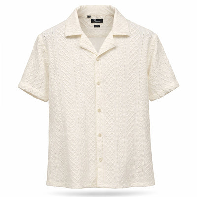 B.S.D TRADING COMPANY S A S 3006 / MED Premium  Short Sleeve Shirt Textured Summer Button-Up/Trsh