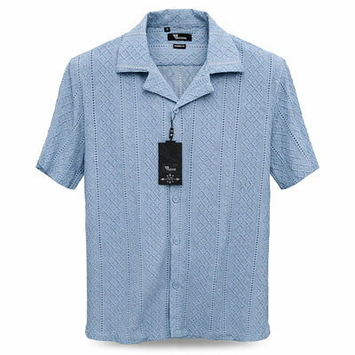B.S.D TRADING COMPANY S A S 3008 / MED Premium  Short Sleeve Shirt Textured Summer Button-Up/Trsh