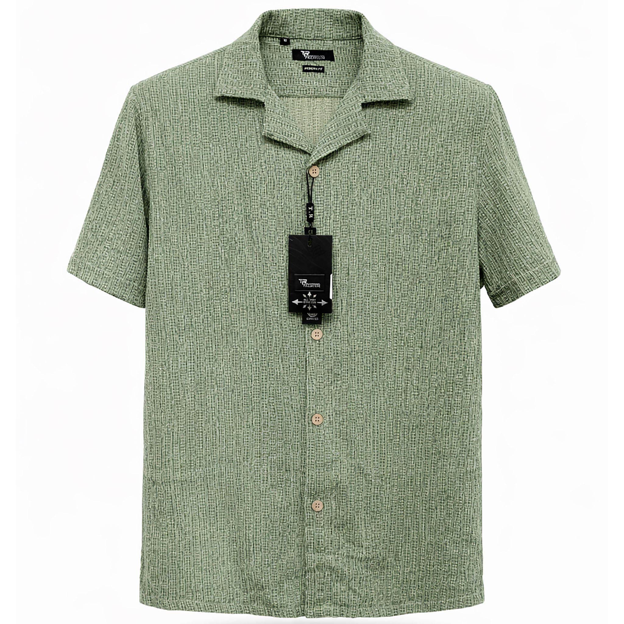 B.S.D TRADING COMPANY S A S 3011 / MED Premium  Short Sleeve Shirt Textured Summer Button-Up/Trsh