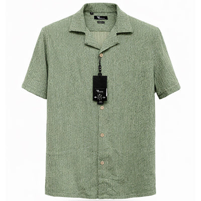 B.S.D TRADING COMPANY S A S 3011 / MED Premium  Short Sleeve Shirt Textured Summer Button-Up/Trsh