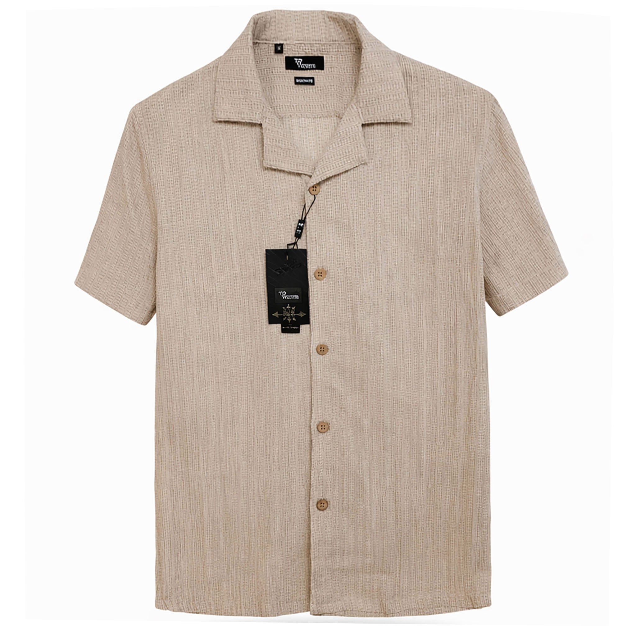 B.S.D TRADING COMPANY S A S 3012 / MED Premium  Short Sleeve Shirt Textured Summer Button-Up/Trsh