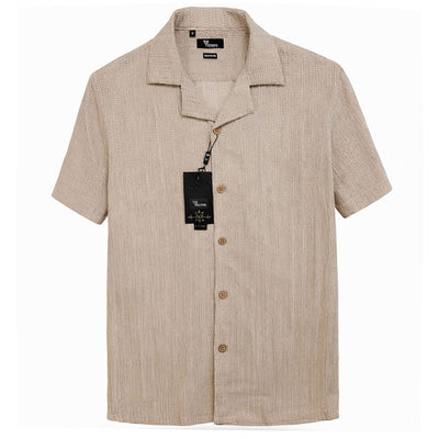 B.S.D TRADING COMPANY S A S 3012 / MED Premium  Short Sleeve Shirt Textured Summer Button-Up/Trsh