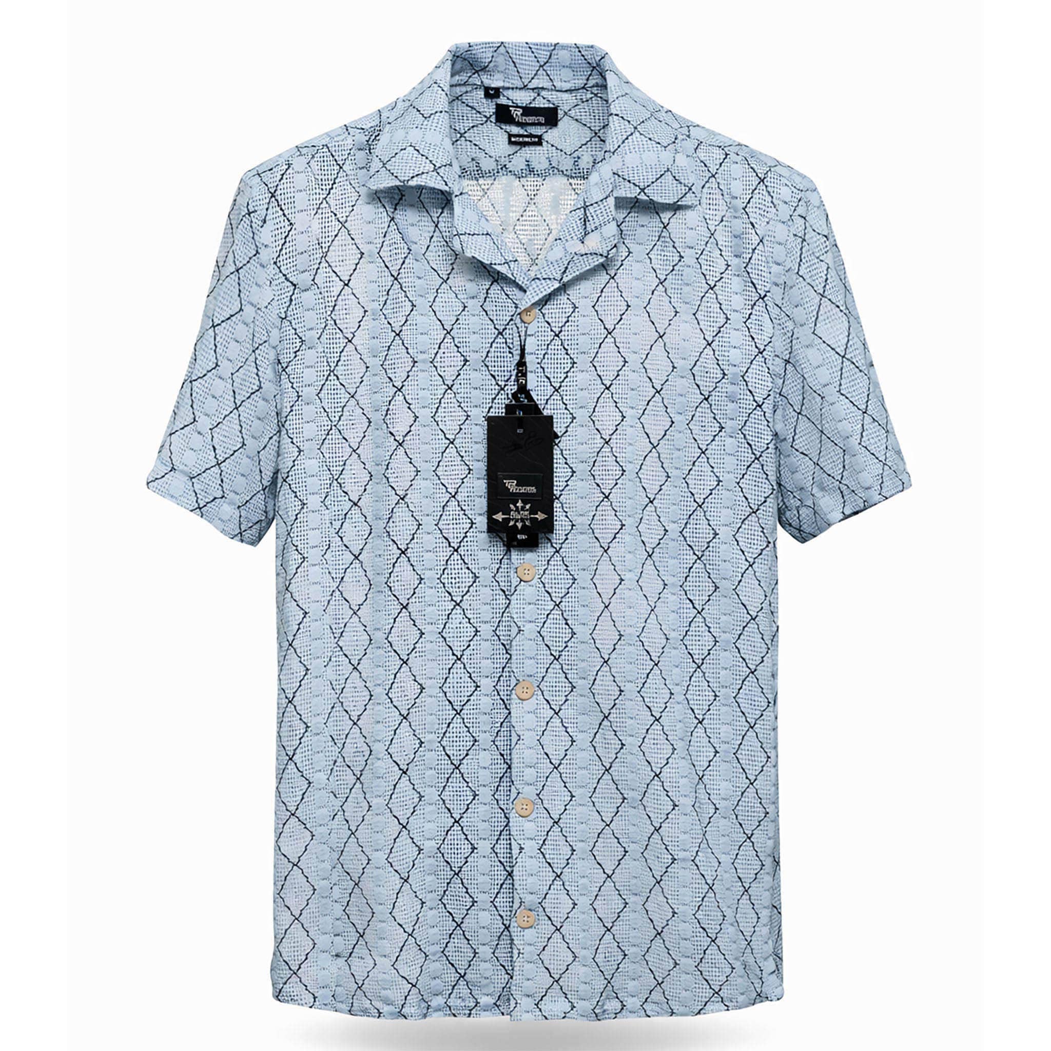 B.S.D TRADING COMPANY S A S 3014 / MED Premium  Short Sleeve Shirt Textured Summer Button-Up/Trsh