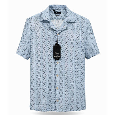 B.S.D TRADING COMPANY S A S 3014 / MED Premium  Short Sleeve Shirt Textured Summer Button-Up/Trsh