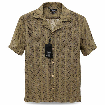 B.S.D TRADING COMPANY S A S 3015 / MED Premium  Short Sleeve Shirt Textured Summer Button-Up/Trsh