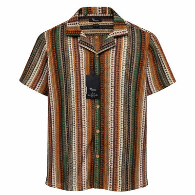 B.S.D TRADING COMPANY S A S 3016 / MED Premium  Short Sleeve Shirt Textured Summer Button-Up/Trsh