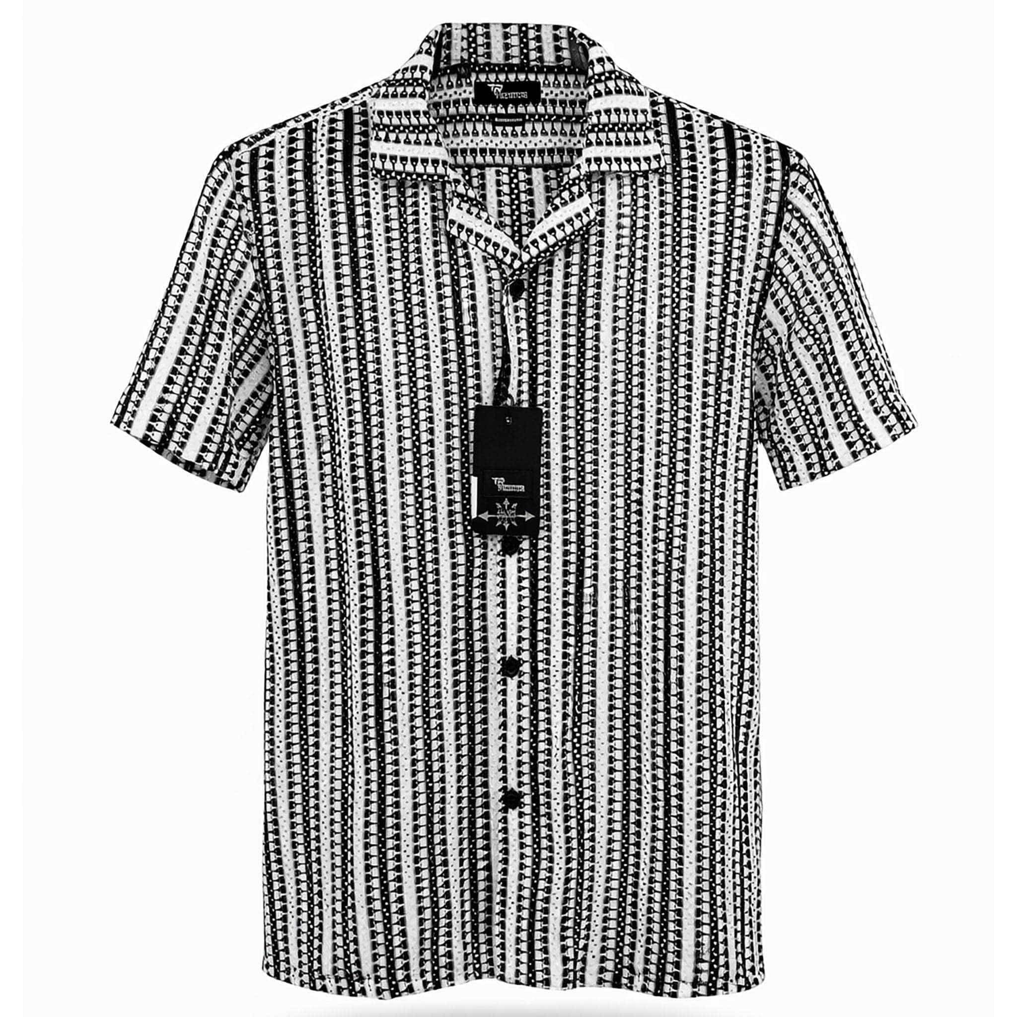 B.S.D TRADING COMPANY S A S 3017 / MED Premium  Short Sleeve Shirt Textured Summer Button-Up/Trsh