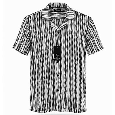 B.S.D TRADING COMPANY S A S 3017 / MED Premium  Short Sleeve Shirt Textured Summer Button-Up/Trsh