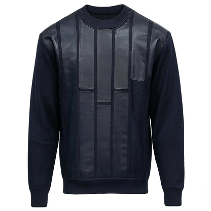 BAGAZIO K S NAVY / M BAGAZIO Crew Neck Sweater with Front Panel Detailing-BMN1751