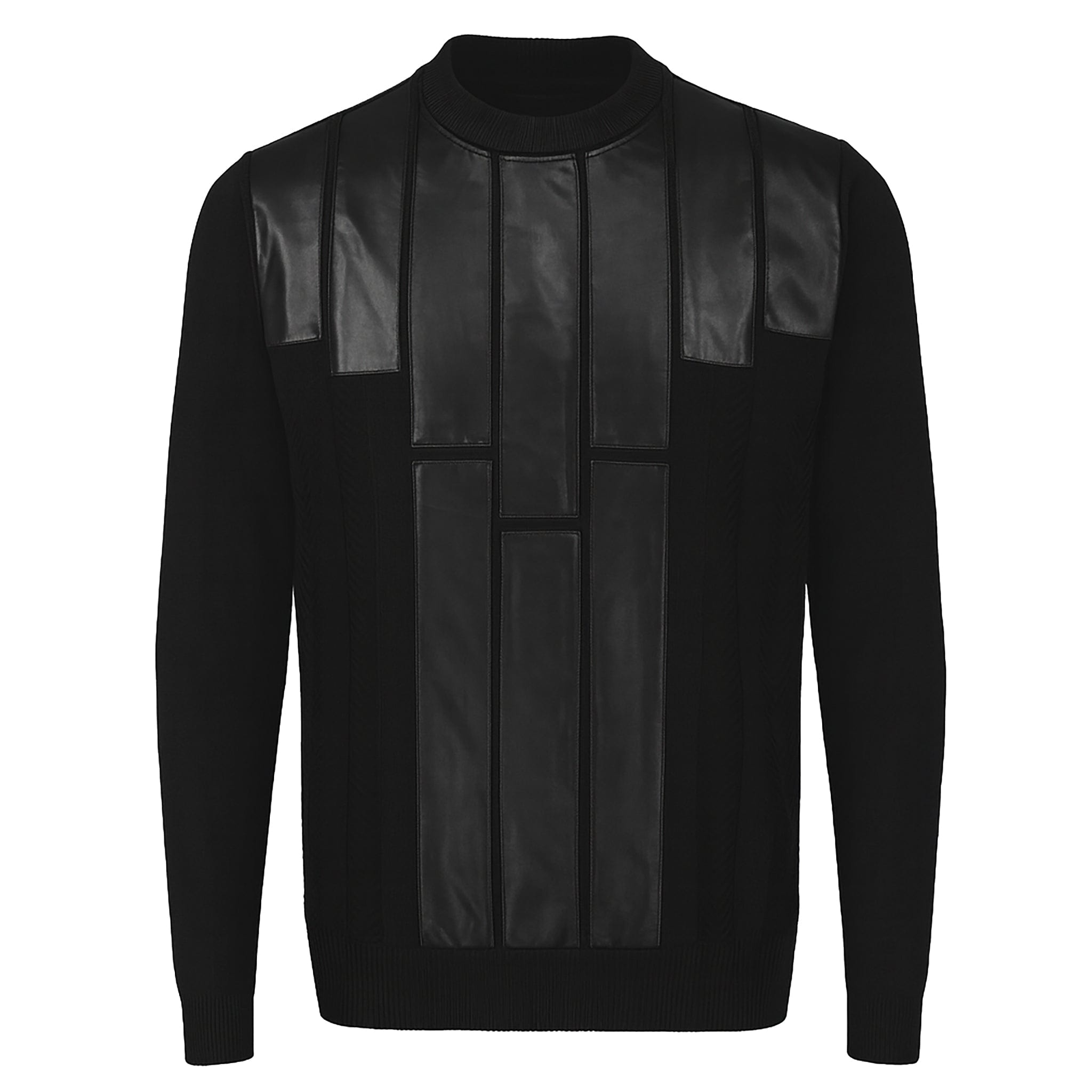 BAGAZIO K S BLACK / M BAGAZIO Crew Neck Sweater with Front Panel Detailing-BMN1751