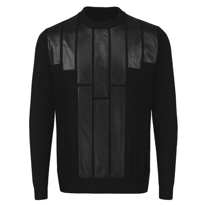 BAGAZIO K S BLACK / M BAGAZIO Crew Neck Sweater with Front Panel Detailing-BMN1751
