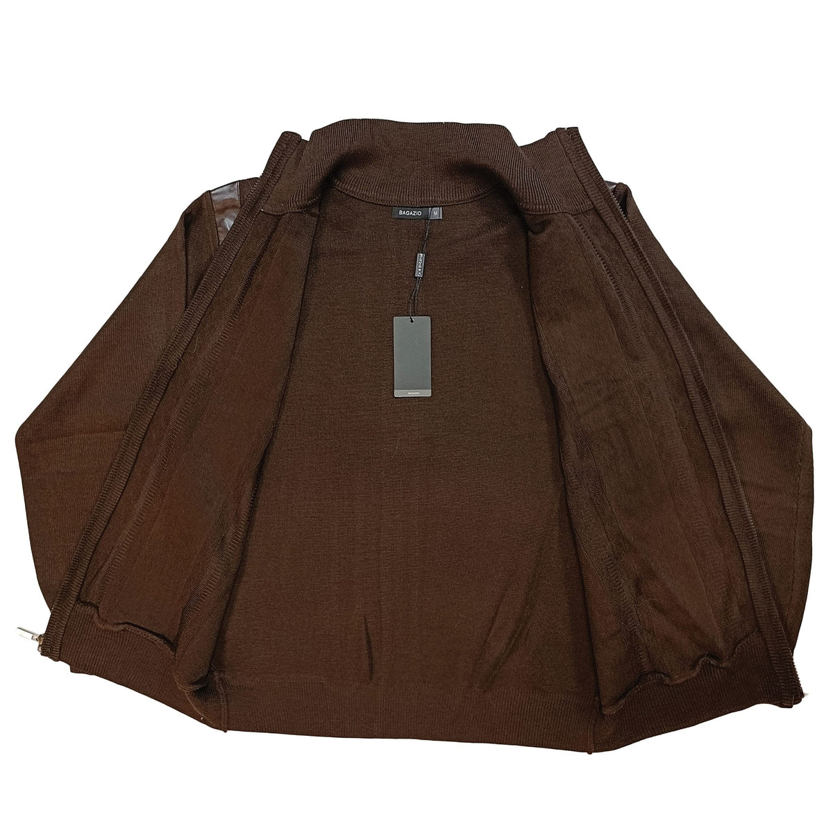 BAGAZIO T K Bagazio Full-Zip Knit Jacket with Leather-Look Panels-Bm2463