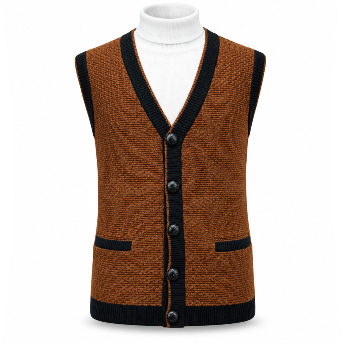 BAGAZIO T V RST/BRN / M Bagazio  Men’s Button-Front Knit Sweater Vest-Bm1876