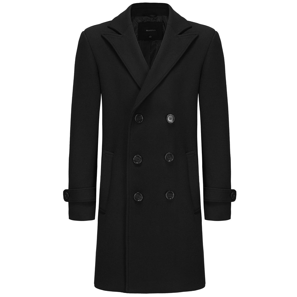 BRAVEMAN SUITING COMPANY J CF BLACK / S BRAVEMAN 3/4 DOUBLEBREASTED COAT-DWC01