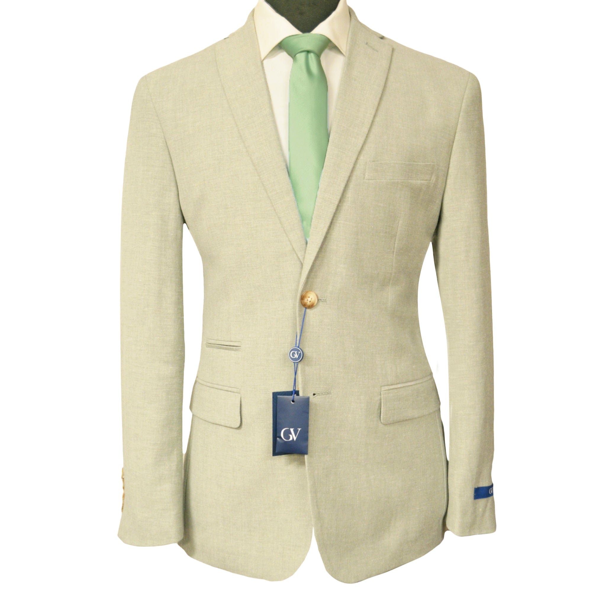 BRAVEMAN SUITING COMPANY J CS SAGE / 40 REG GINO VITALE LINEN SPORTS COAT/LB-100