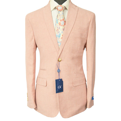 BRAVEMAN SUITING COMPANY J CS PINK / 40 REG GINO VITALE LINEN SPORTS COAT/LB-100