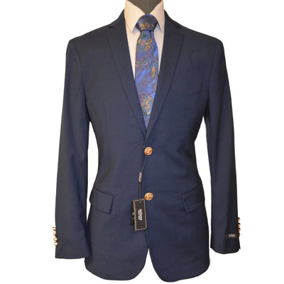 BRAVEMAN SUITING COMPANY J SS NAVY / 38 REG MILANO LABEL SOLID BLAZER/Mlbz-stretch
