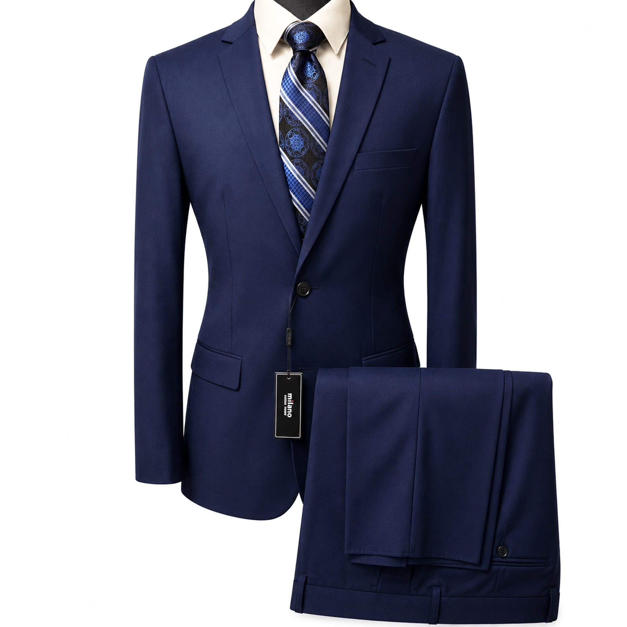 BRAVEMAN SUITING COMPANY U S M NAVY / 34S Milano Modern Fit 2-Piece Suit - MZ200