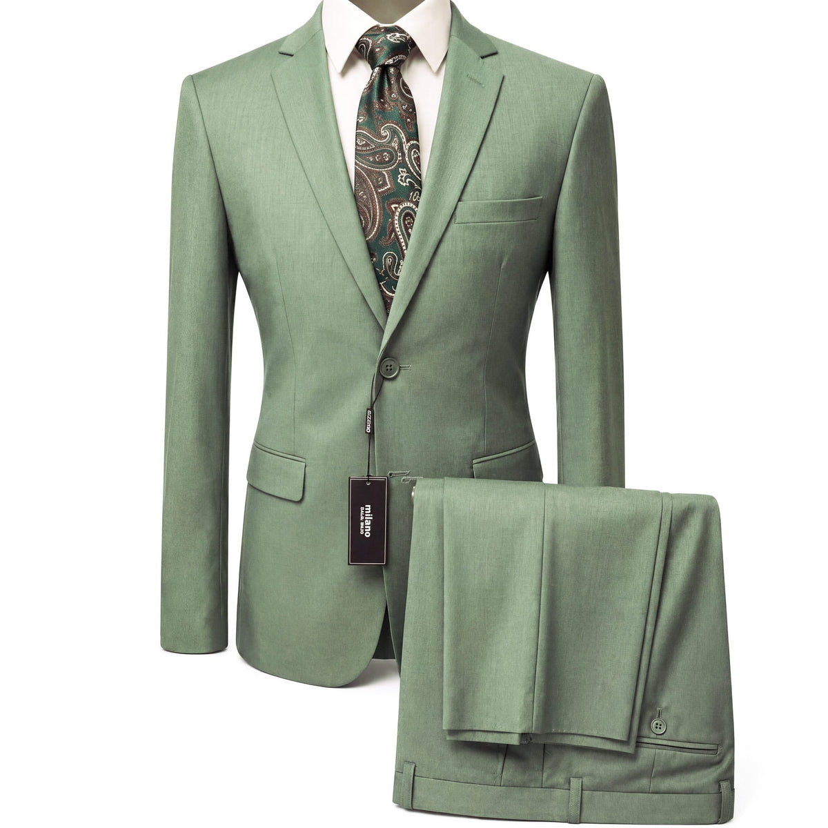 BRAVEMAN SUITING COMPANY U S M SAGE / 38R QUALITY Modern Fit Suit