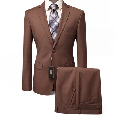 BRAVEMAN SUITING COMPANY U S M BROWN / 36R QUALITY Modern Fit Suit