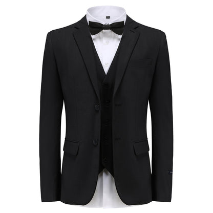 BRAVEMAN SUITING COMPANY U SM BLACK / 36R GINO VITALE 3PCS SUIT -M300