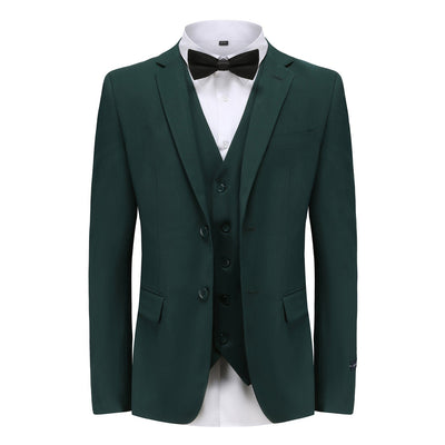 BRAVEMAN SUITING COMPANY U SM HUNTER GREEN / 36R GINO VITALE 3PCS SUITE -M300