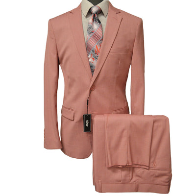 BRAVEMAN SUITING COMPANY U SM PINK / 36 REG MILANO LABEL MODERN FIT SUIT/Mz200