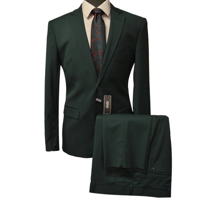 BRAVEMAN SUITING COMPANY U SM GREEN / 36 REG MILANO LABEL MODERN FIT SUIT/Mz200