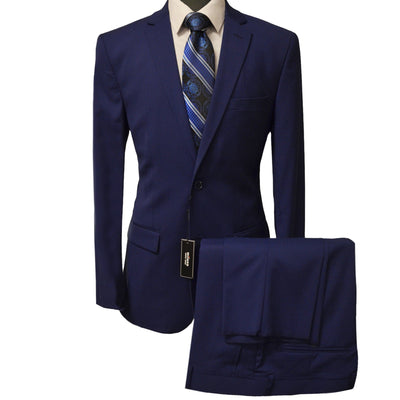 BRAVEMAN SUITING COMPANY U SM NAVY / 36 REG MILANO LABEL MODERN FIT SUIT/Mz200