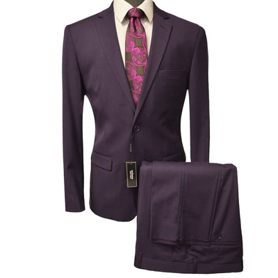 BRAVEMAN SUITING COMPANY U SM PURPLE / 36 REG MILANO LABEL MODERN FIT SUIT/Mz200