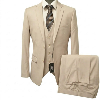 BRAVEMAN SUITING COMPANY U SM LIGHT BEIGE / 42R Milano Modern Fit 3-Piece Suit - MZ300