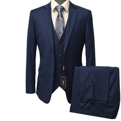 BRAVEMAN SUITING COMPANY U SM NAVY / 38S Milano Modern Fit 3-Piece Suit - MZ300