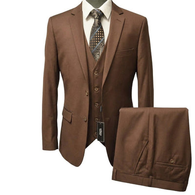 BRAVEMAN SUITING COMPANY U SM BROWN / 36R Milano Modern Fit 3-Piece Suit - MZ300