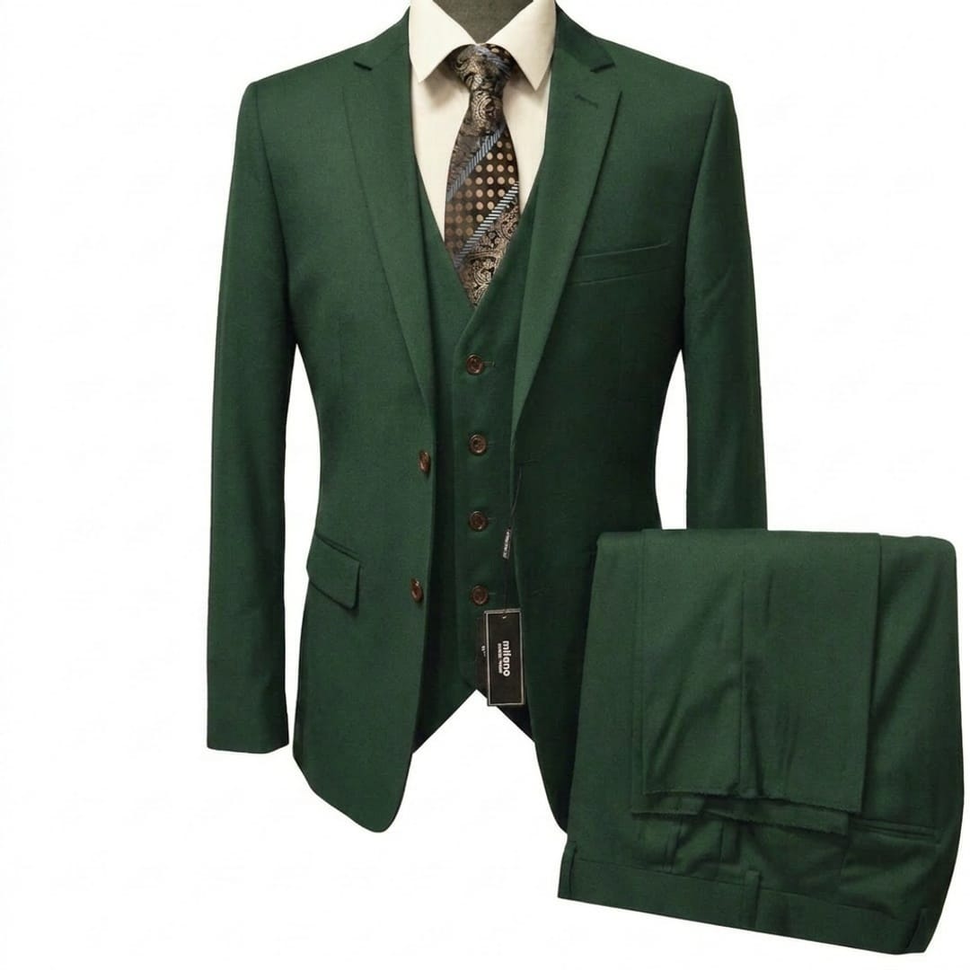 BRAVEMAN SUITING COMPANY U SM HUNTER GREEN / 36R Milano Modern Fit 3-Piece Suit - MZ300