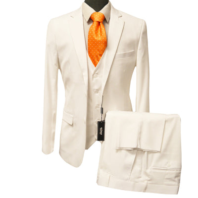 BRAVEMAN SUITING COMPANY U SM WHITE / 36 REG MILANO MODERN FIT SUIT/MZ300