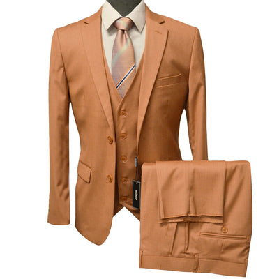 BRAVEMAN SUITING COMPANY U SM COGNAC / 36 REG MILANO MODERN FIT SUIT/MZ300