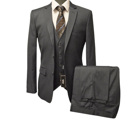 BRAVEMAN SUITING COMPANY U SM CHARCOAL / 40 REG MILANO MODERN FIT SUIT/MZ300