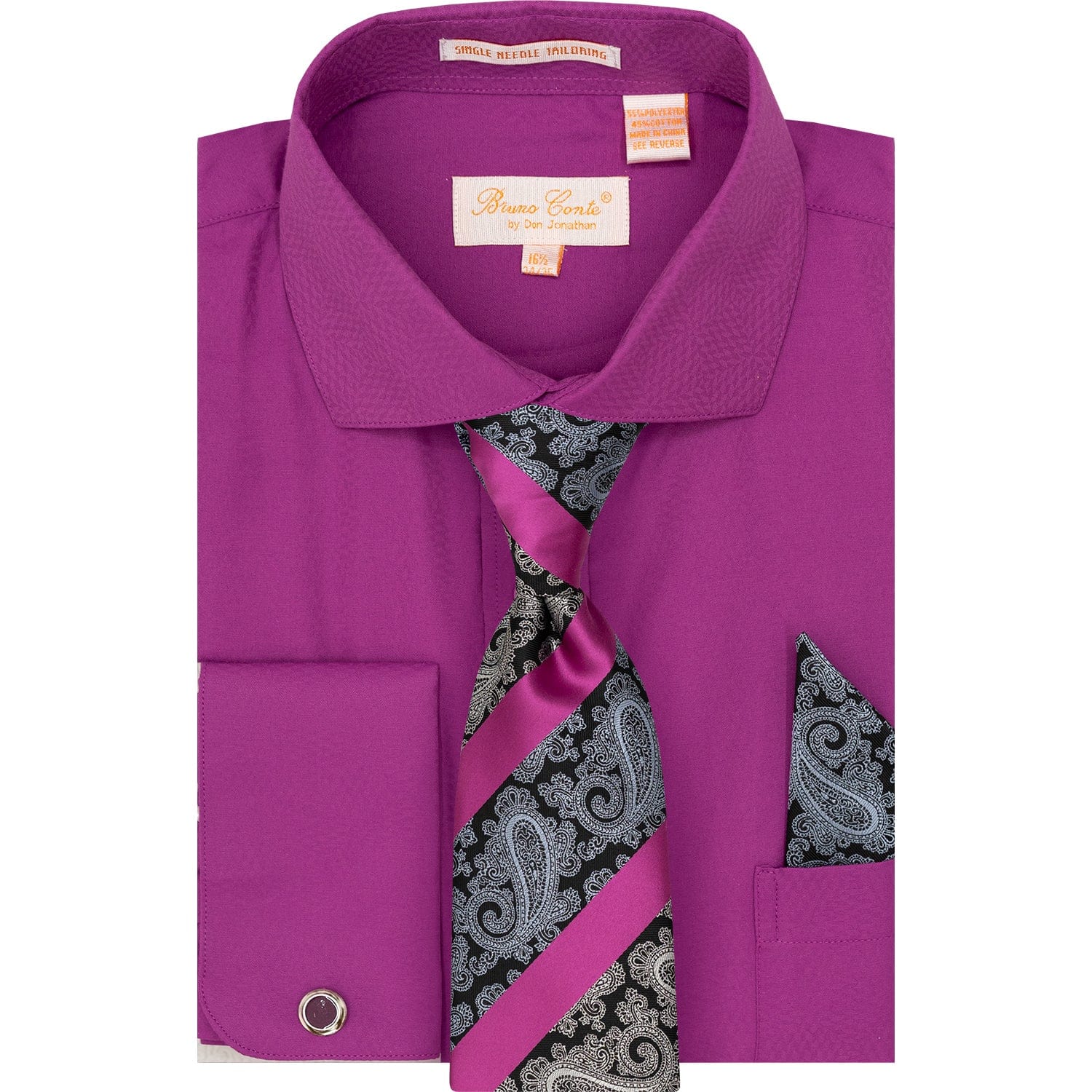 DON JONATHAN S CT FSH 4/5 / 15.5 BRUNO CONTE SHIRT & TIE SET/Bc1163