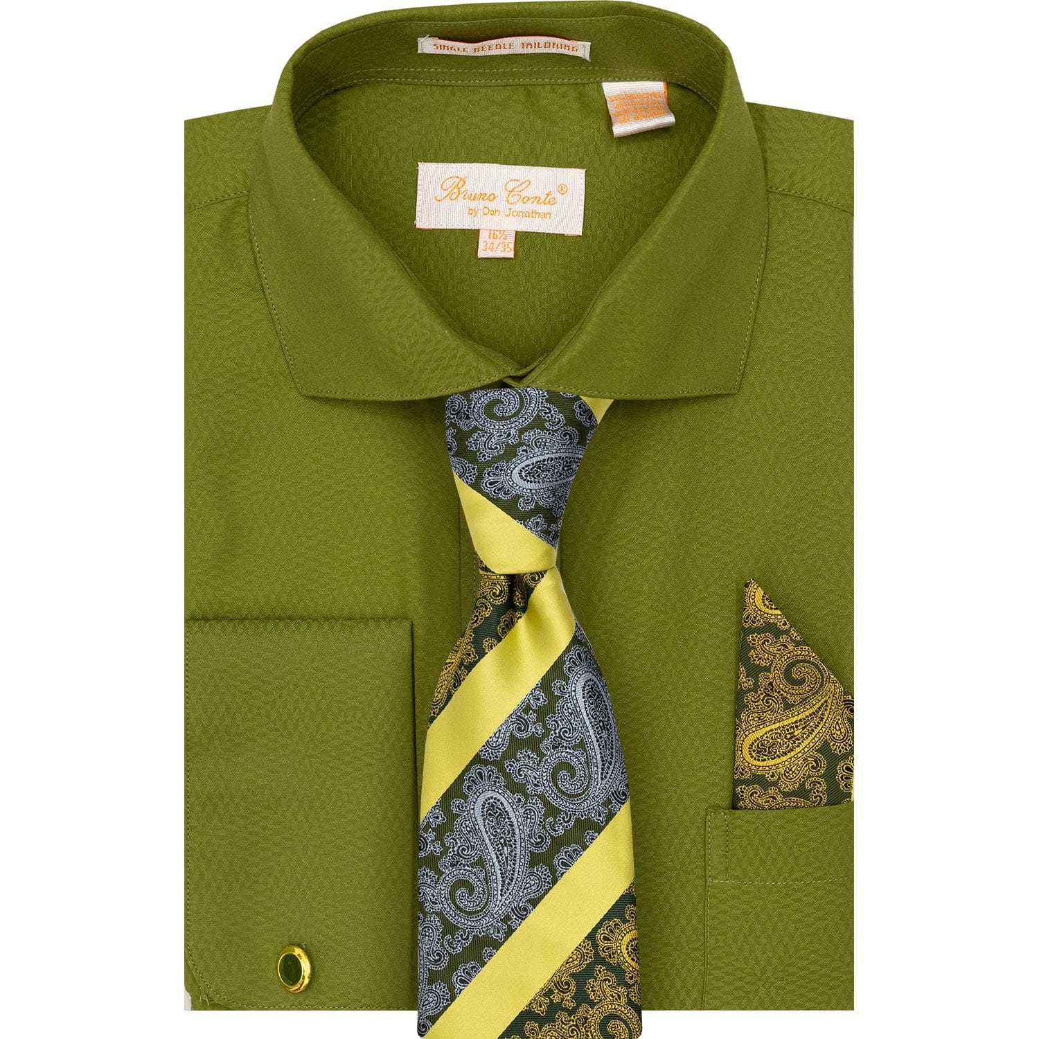 DON JONATHAN S CT OLV 4/5 / 15.5 BRUNO CONTE SHIRT & TIE SET/Bc1163