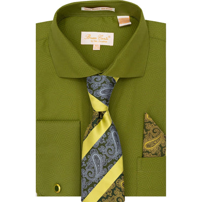BRUNO CONTE SHIRT & TIE SET/Bc1163 OLV 6/7 / 19.5